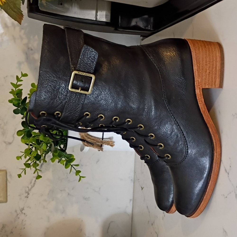 Kork-Ease Black Leather Lace-Up Boots